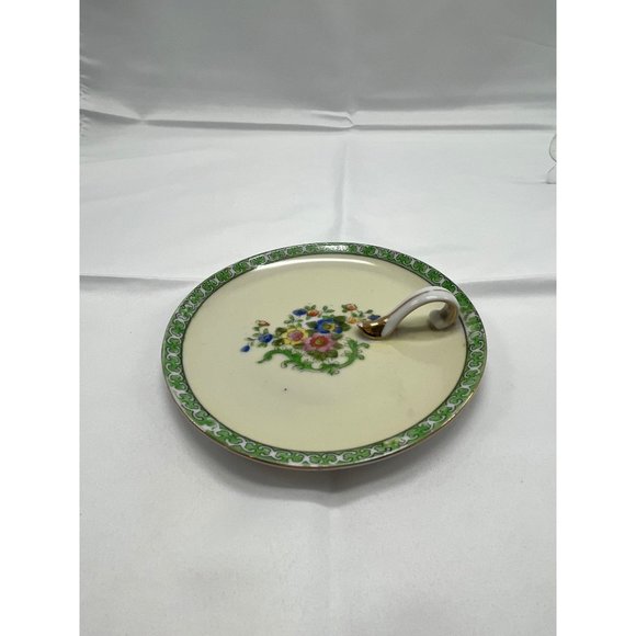 Hand Painted Noritake Finger Loop Dish Bon Bon Plate Flowers Gold Japan - Picture 2 of 6